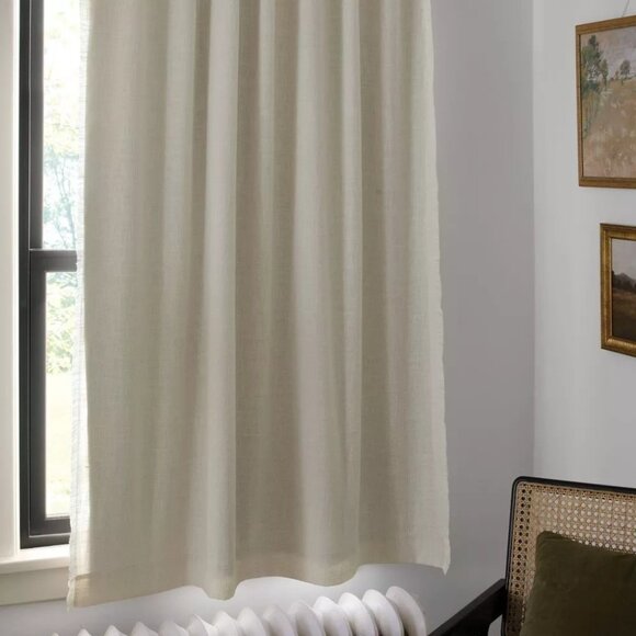 Threshold Blackout Slub Weave Raw Edge Single Natural Curtain Panel 50" x 63" - Picture 1 of 7